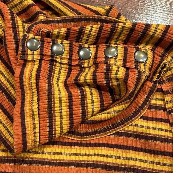 Free People Cape Cod Cowl-Neck Striped Thermal Long Sleeve Size Small - Picture 5 of 8